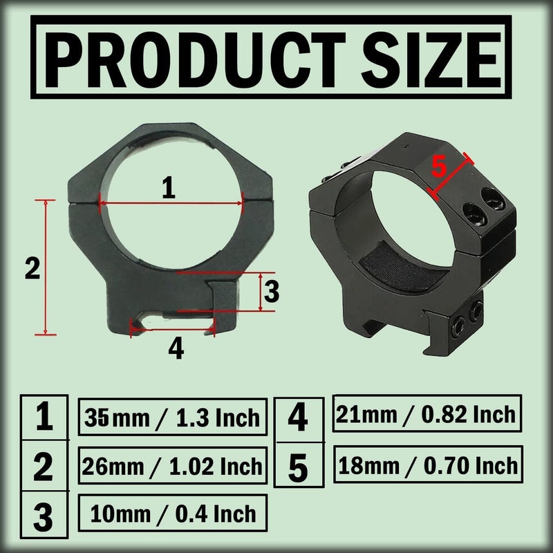 Gotical Store 35mm Low Profile Scope Rings Mount - for 35mm Tubes - Rifle Scope Rings Aluminum Picatinny Low Profile Mount Low Profile Ring - Image 2